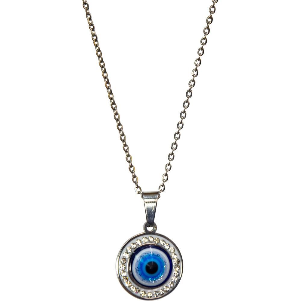 Evil Eye Protection Necklace - Evil Eye with Gems, SKU KH-99336, UPC 6016009869801
