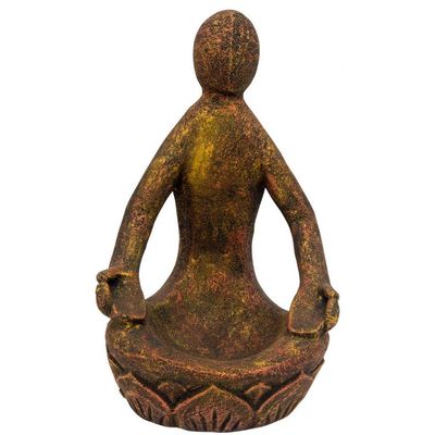 10&quot; Volcanic stone Statue - Lotus Yoga Goddess - Gold/Red, SKU KH-33760, UPC 6016207660613