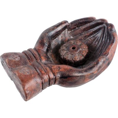 4.5&quot; Ceramic Incense Burner - Lotus in Hand, SKU KH-89500, UPC 6016221980957