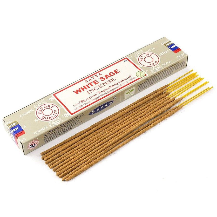 White Sage Satya Incense Sticks 15 gram, SKU SWS15, UPC