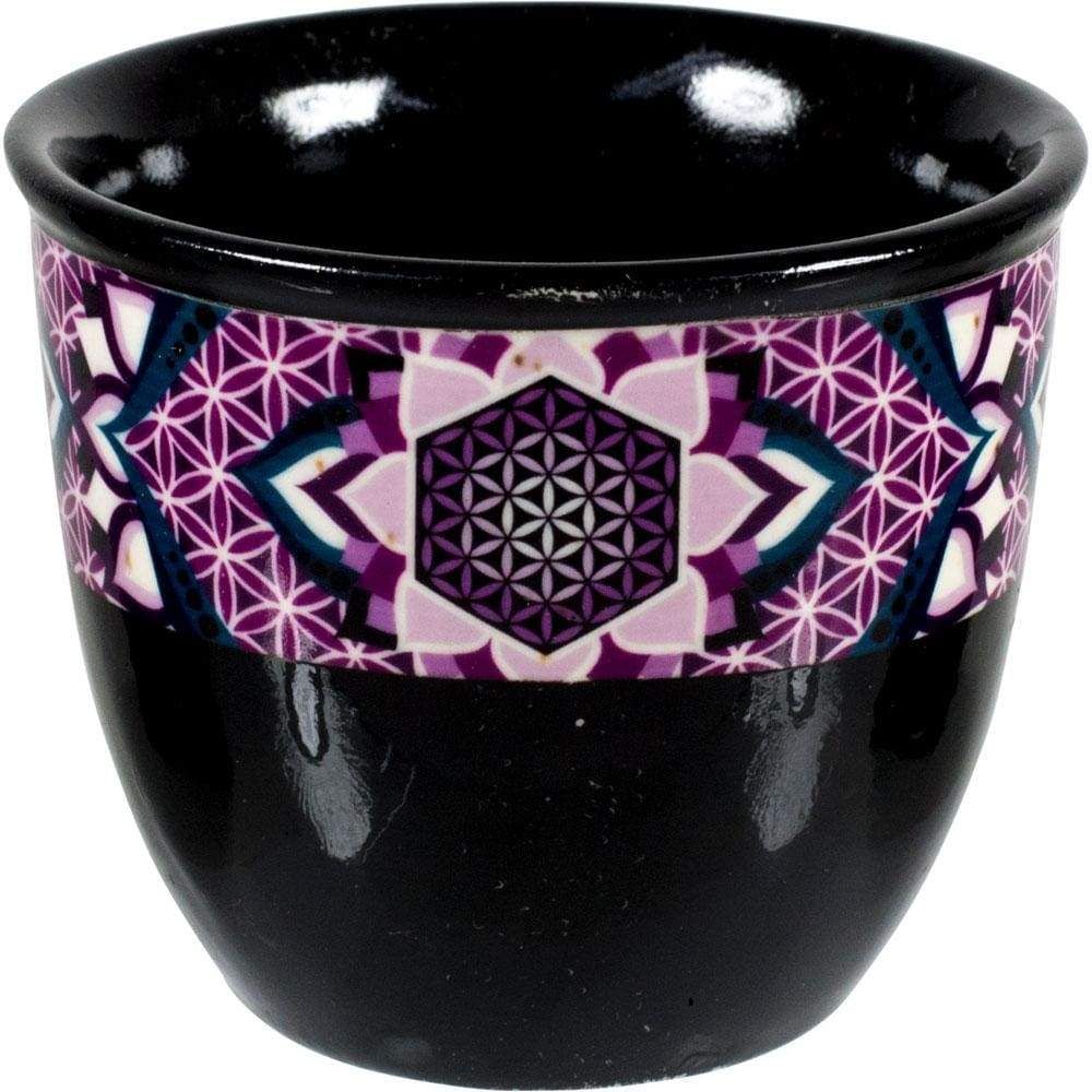 5&quot; Ceramic Smudge Pot - Flower of Life, SKU KH-44012, UPC 6016212256245
