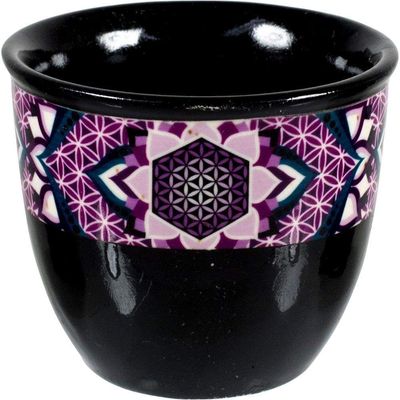 5&quot; Ceramic Smudge Pot - Flower of Life, SKU KH-44012, UPC 6016212256245