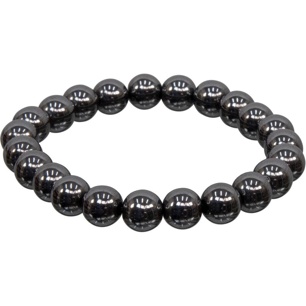 8 mm Elastic Bracelet Round Beads - Hematite, SKU KH-98546, UPC 6016202945920