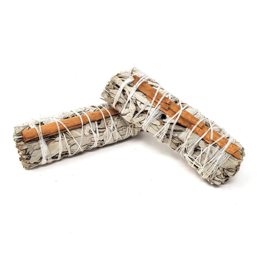 4&quot; White Sage &amp; Cinnamon Stick Smudge Stick, SKU SB45, UPC 6016008093009