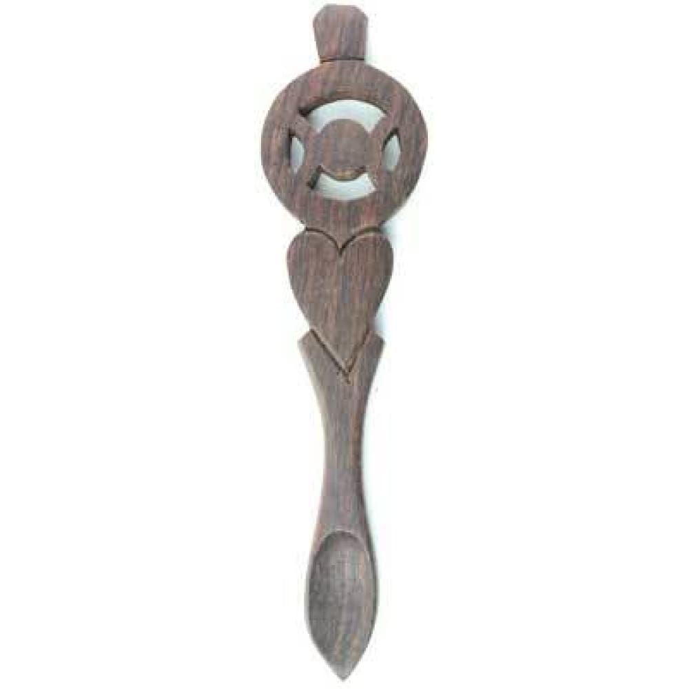 6.5&quot; Triple Moon Ritual Sheesham Wood Spoon, SKU SPS03, UPC 6016218870858