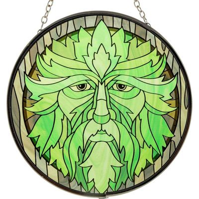 6&quot; Glass Suncatcher - Green Man, SKU KH-63044, UPC 6016206420478