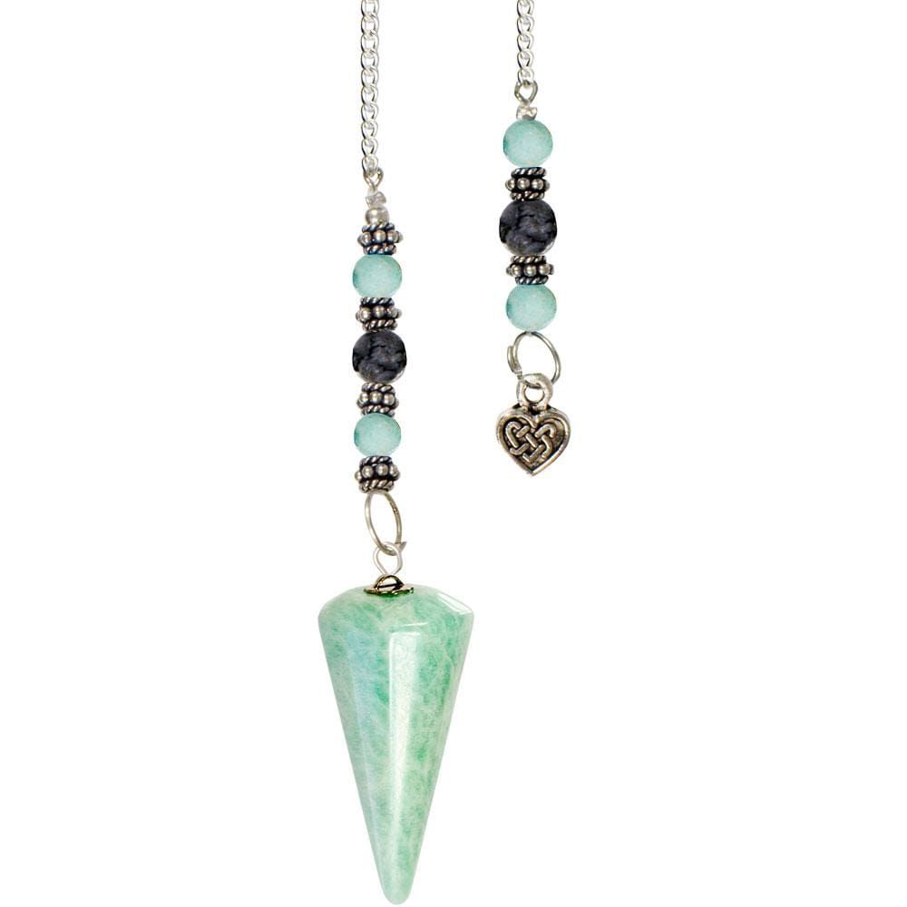 Hexagonal Pendulum - Amazonite with Celtic Heart, SKU KH-61053, UPC 6016200231261