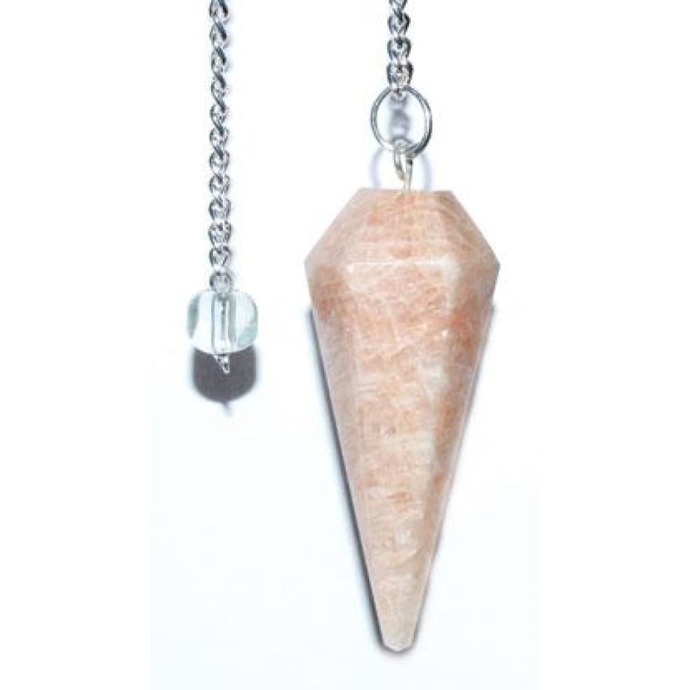 6-Sided Pendulum - Peach Moonstone, SKU PEND-25, UPC 6016202689626