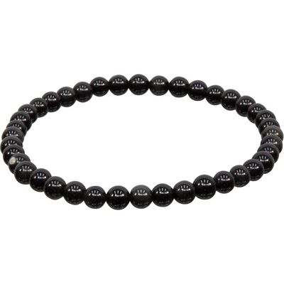 4 mm Elastic Bracelet Round Beads - Black Obsidian, SKU KH-98332, UPC 6016215549580