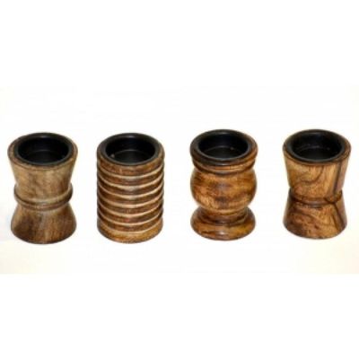 3” x 2.25” Wooden Charcoal Burner / Candle Holder (Assorted Designs), SKU CB205, UPC 6016000669622