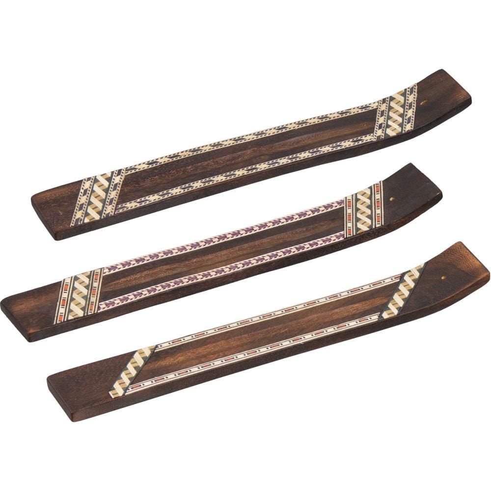 10&quot; Wood Incense Holder - Geometric Pattern (Assorted Design), SKU KH-89113, UPC 6016205949987