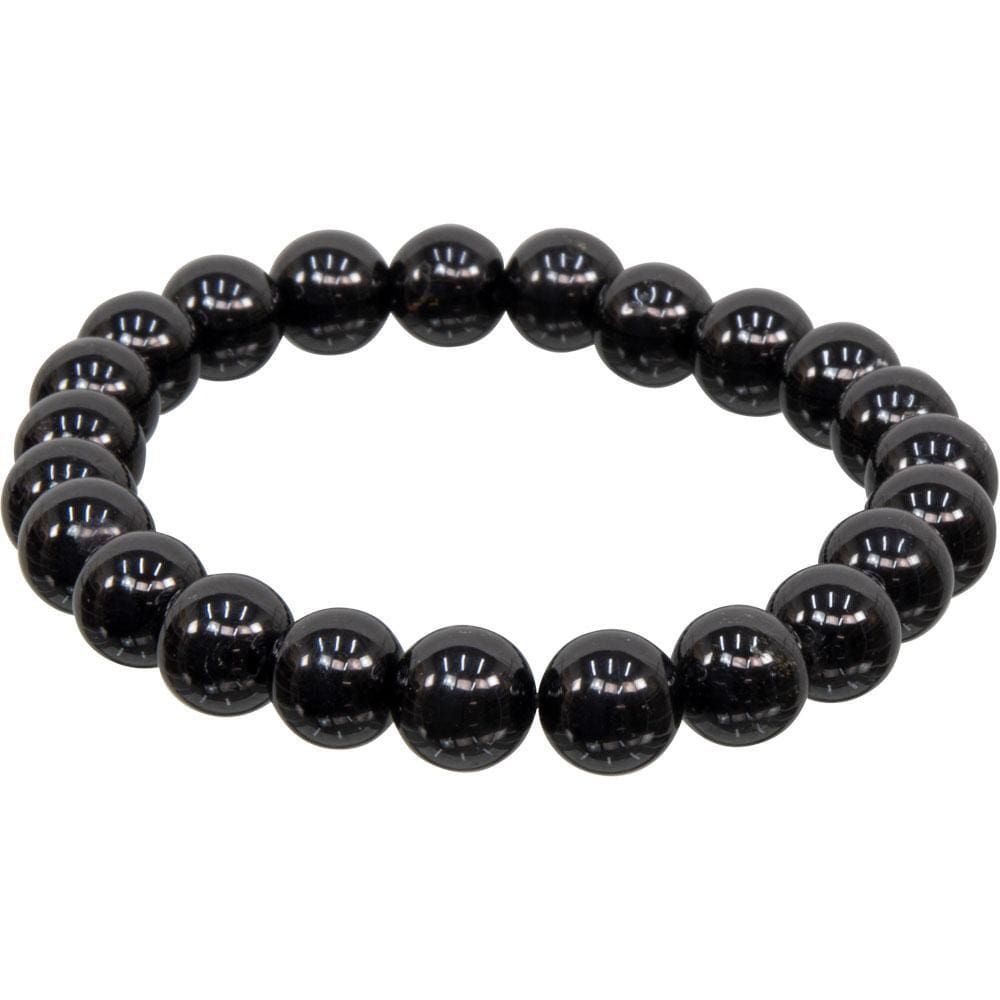 8 mm Elastic Bracelet Round Beads - Black Tourmaline, SKU KH-98552, UPC 6016213491454
