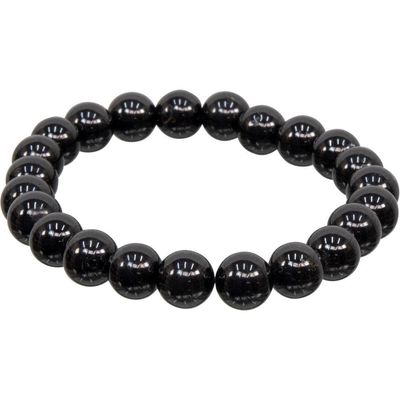 8 mm Elastic Bracelet Round Beads - Black Tourmaline, SKU KH-98552, UPC 6016213491454