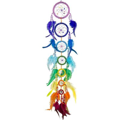 24&quot; Dream Catcher - Beaded 7 Chakras, SKU KH-30071, UPC 6016201067098
