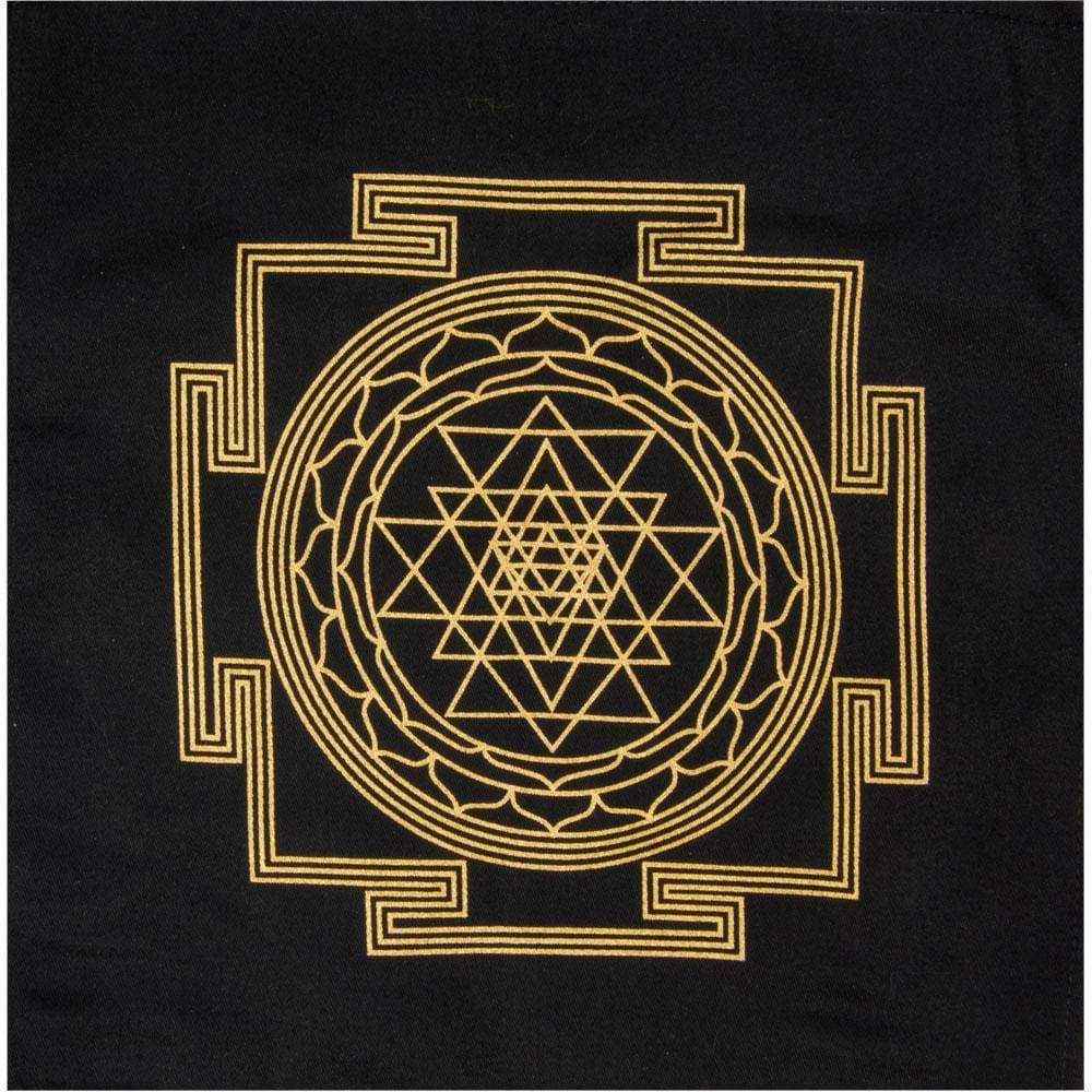 12&quot; x 12&quot; Printed Cotton Crystal Grid - Sri Yantra, SKU KH-64408, UPC 6016202032057