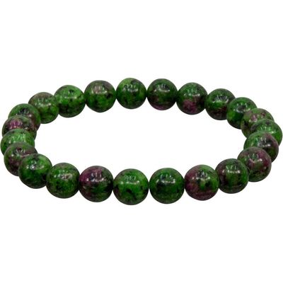 8 mm Elastic Bracelet Round Beads - Ruby Zoisite, SKU KH-98504, UPC 6016202547551