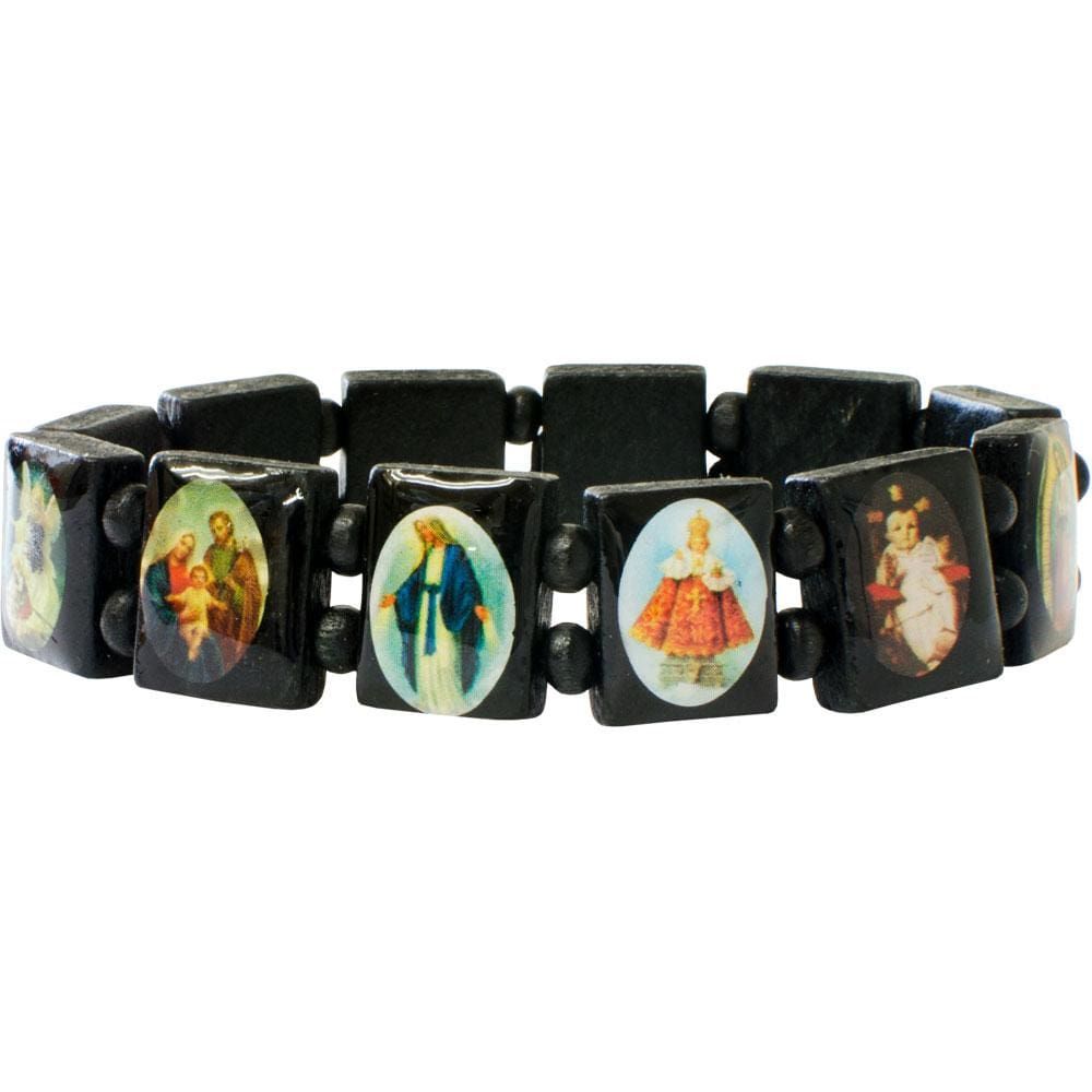 Elastic Wood Bracelet - Saints Patron, SKU KH-95217, UPC 6016214323372