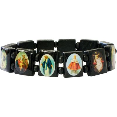 Elastic Wood Bracelet - Saints Patron, SKU KH-95217, UPC 6016214323372