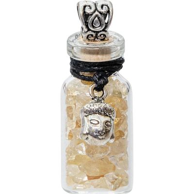 1.75&quot; Gemstone Chip Bottle Necklace - Citrine with Buddha, SKU KH-99241, UPC 6016209167127