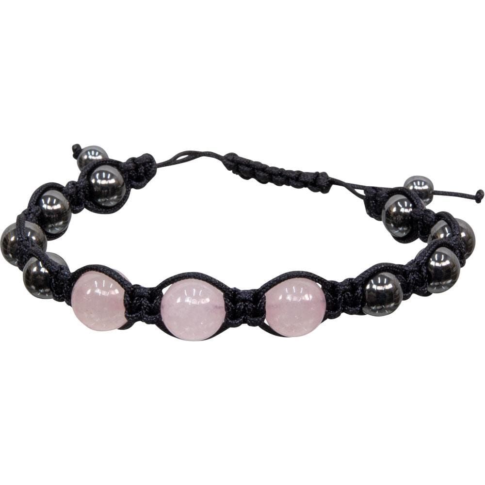 8 mm Magnetic Hematite Bracelet - Rose Quartz, SKU KH-95304, UPC 6016216421458