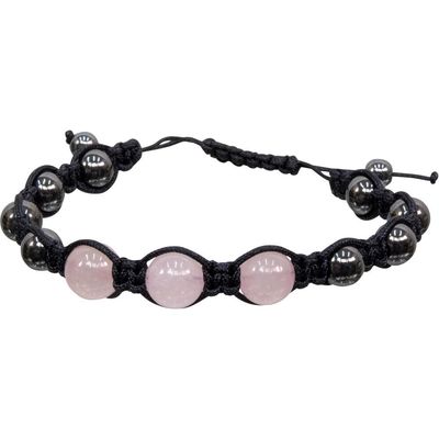 8 mm Magnetic Hematite Bracelet - Rose Quartz, SKU KH-95304, UPC 6016216421458
