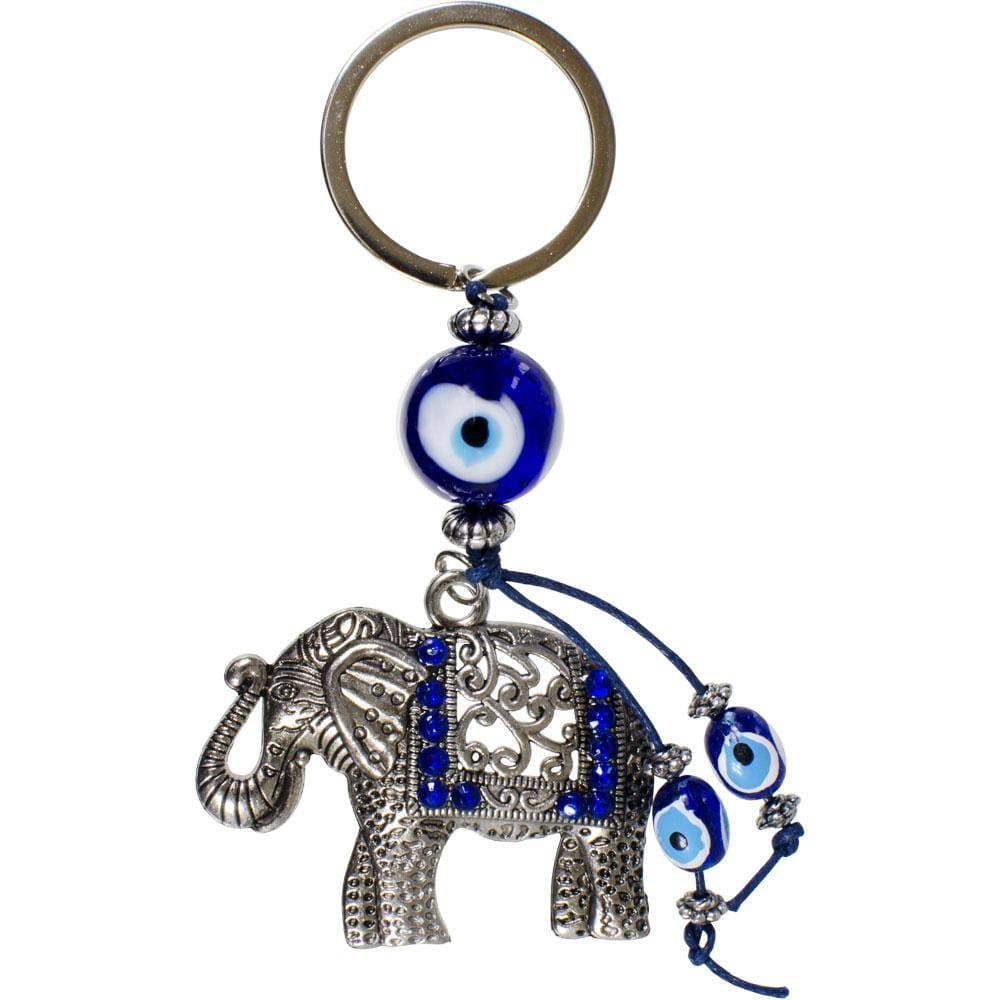 4.25&quot; Evil Eye Talisman Key Ring - Elephant with Gems, SKU KH-63387, UPC 6016204542592