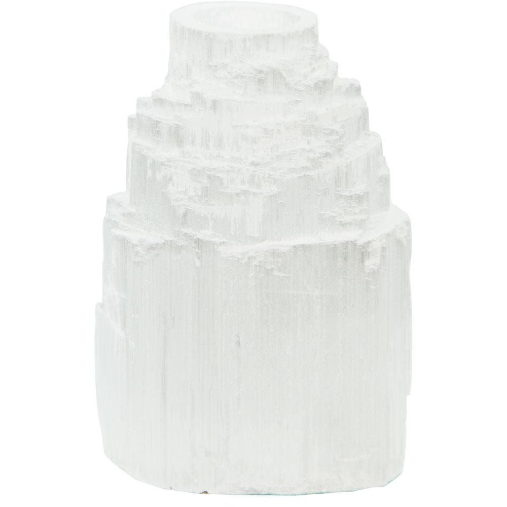 2.5&quot; Selenite Mini Candle Holder - Iceberg, SKU KH-04624, UPC 6016218088031