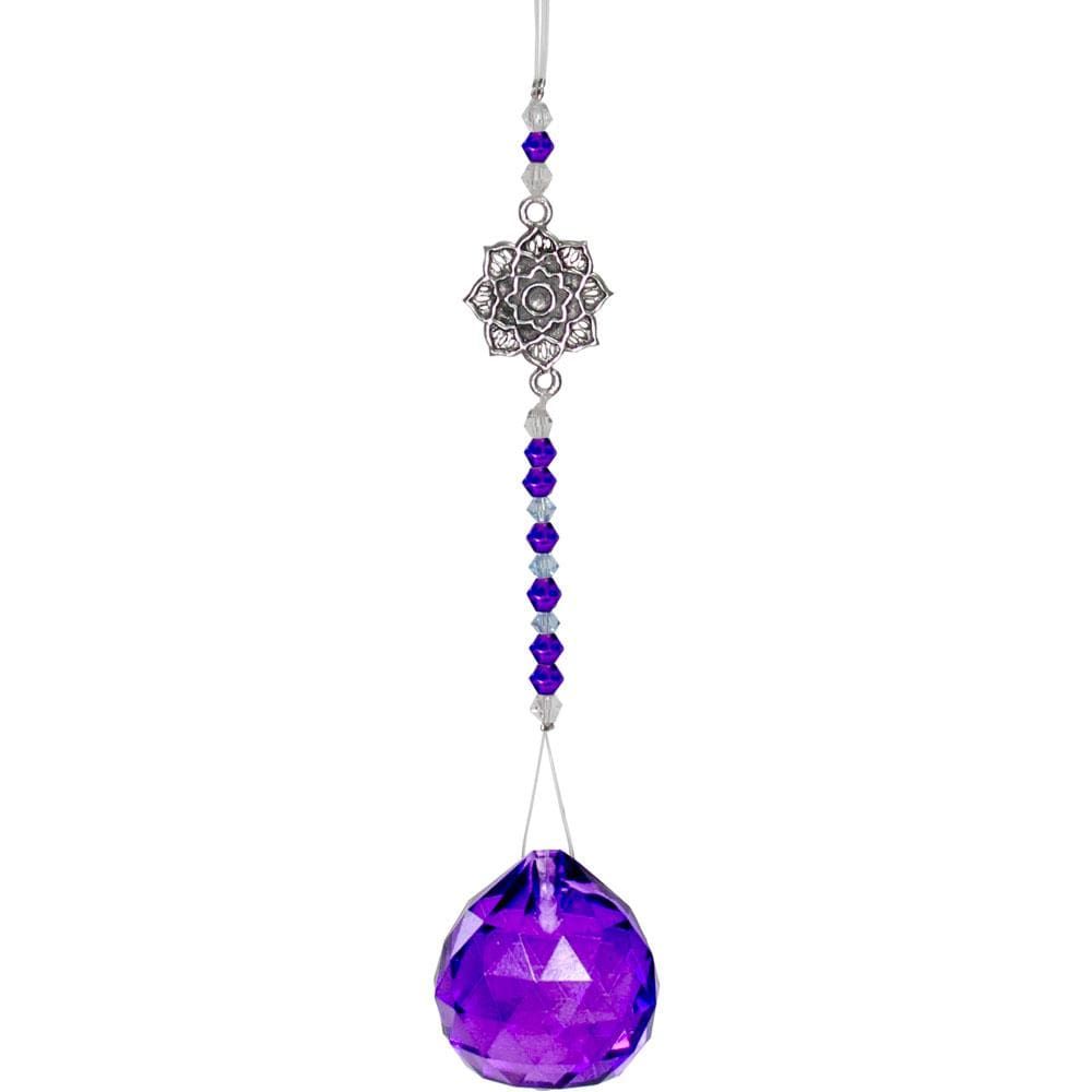 12&quot; Hanging Crystal with Cut Glass Bead - Lotus Purple, SKU KH-62910, UPC 6016209031008