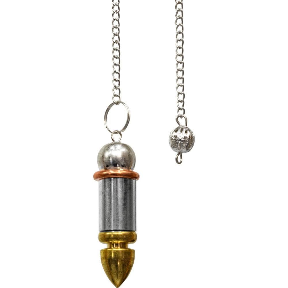 Chambered Pendulum - Silver/Brass Bullet with Copper Energy Ring, SKU KH-61395, UPC 6016207535508
