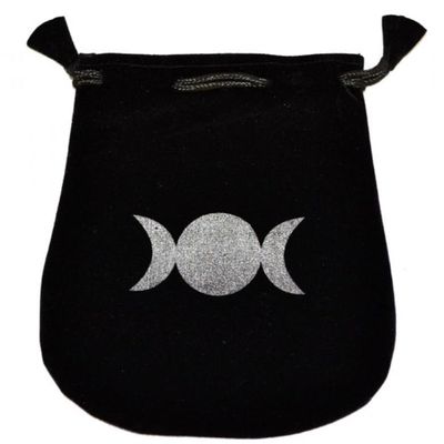 5&quot; x 5&quot; Black Velvet Bag - Triple Moon, SKU Y012-VBTG, UPC 6016200158179