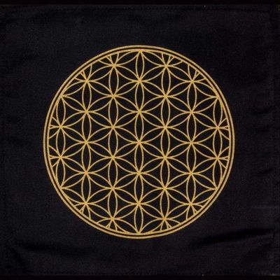 12&quot; x 12&quot; Printed Cotton Crystal Grid - Flower of Life, SKU KH-64410, UPC 6016210055017