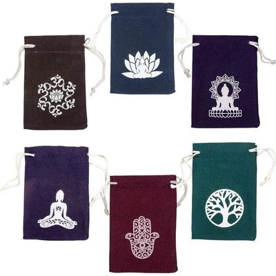 3&quot; x 3.75&quot; Printed Cotton Pouch - Assorted Patterns (Set of 6), SKU KH-60194, UPC 6016202696617