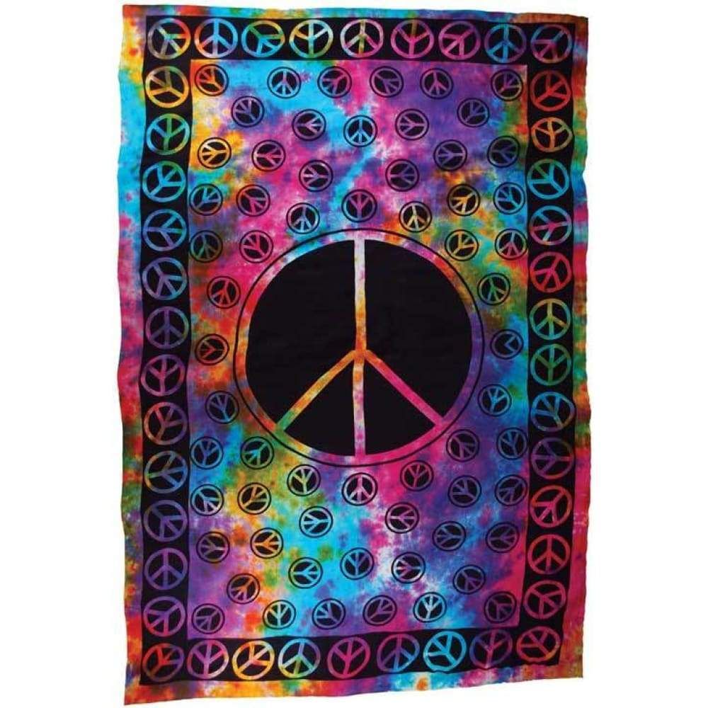72&quot; x 108&quot; Peace Tie Dye Tapestry, SKU X060-CPS-PT, UPC 6016207416401
