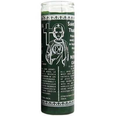 7 Day Glass Candle Religious St. Jude - Green, SKU WP-575-800-05, UPC 6016203028073