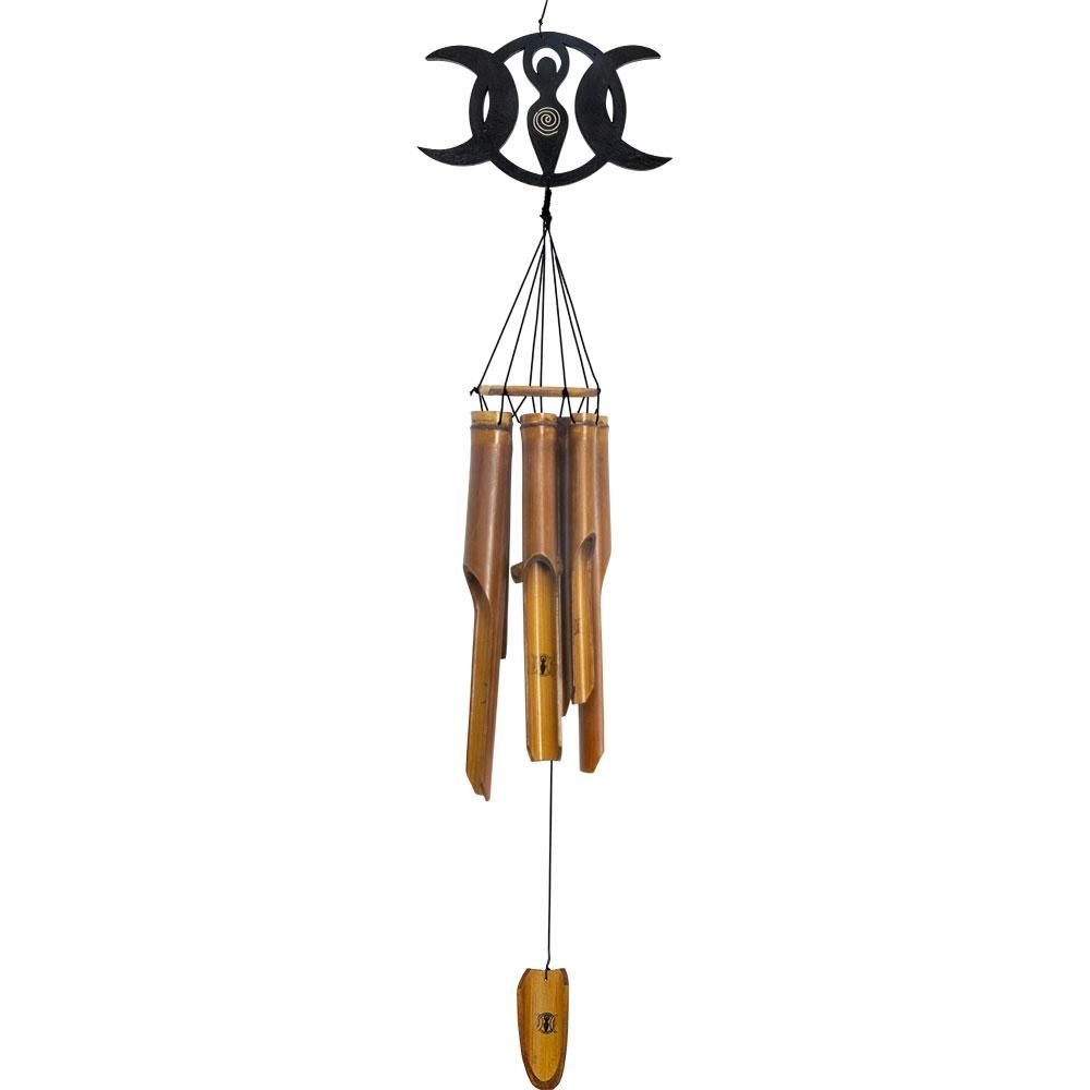 22&quot; Bamboo Wind Chime - Triple Moon Goddess, SKU KH-30258, UPC 6016028145115