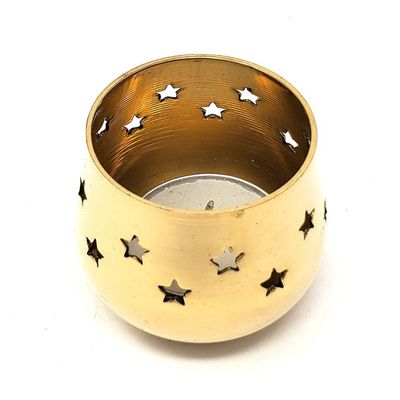 2&quot; Brass Celestial Votive Candle Holder with Tealight, SKU 8650, UPC 6016002414428