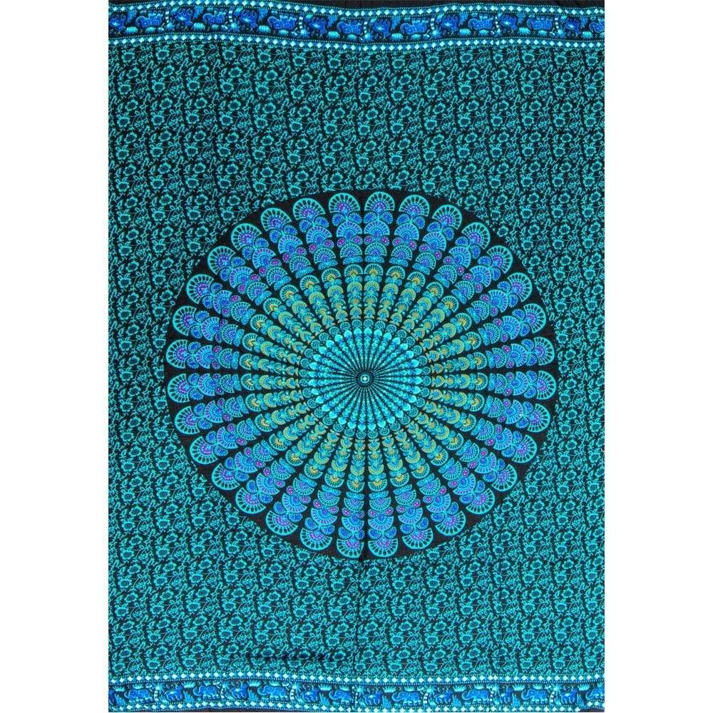 45&quot; x 62&quot; Rayon Sarong - Flower Mandala - Green, SKU KH-59312, UPC 6016210819824
