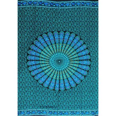 45&quot; x 62&quot; Rayon Sarong - Flower Mandala - Green, SKU KH-59312, UPC 6016210819824