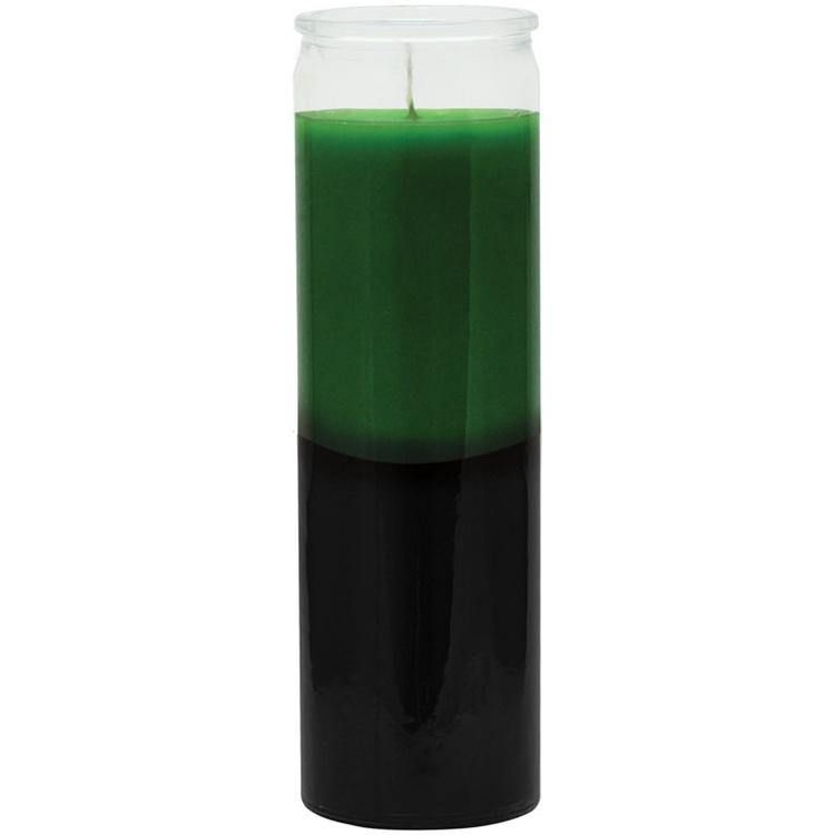 7 Day Glass Candle - Green / Black, SKU WP-572-27, UPC 6016210060028