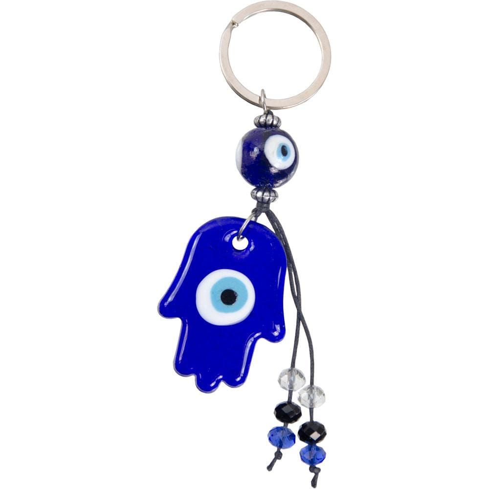 4.5&quot; Evil Eye Talisman Key Ring - Glass Fatima Hand, SKU KH-63400, UPC 6016229770710