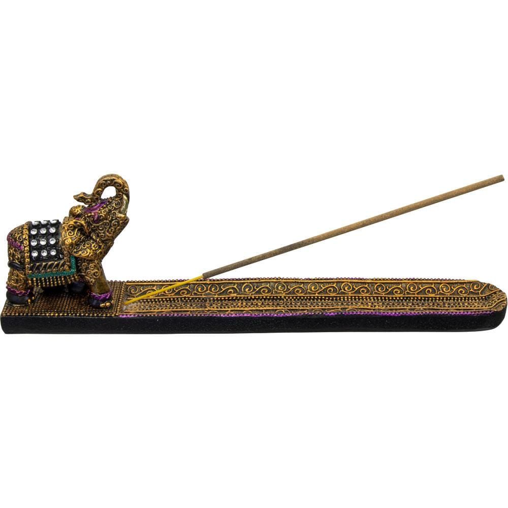 9.5&quot; Polyresin Incense Holder - Lucky Elephant, SKU KH-89337, UPC 6016218182135