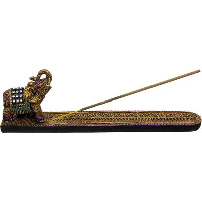 9.5&quot; Polyresin Incense Holder - Lucky Elephant, SKU KH-89337, UPC 6016218182135
