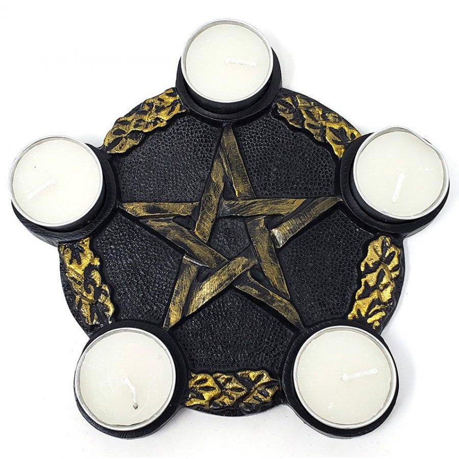 7&quot; Pentagram Candle Holder Altar Plate, SKU G01-552, UPC 6016207248248