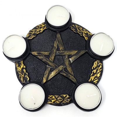 7&quot; Pentagram Candle Holder Altar Plate, SKU G01-552, UPC 6016207248248