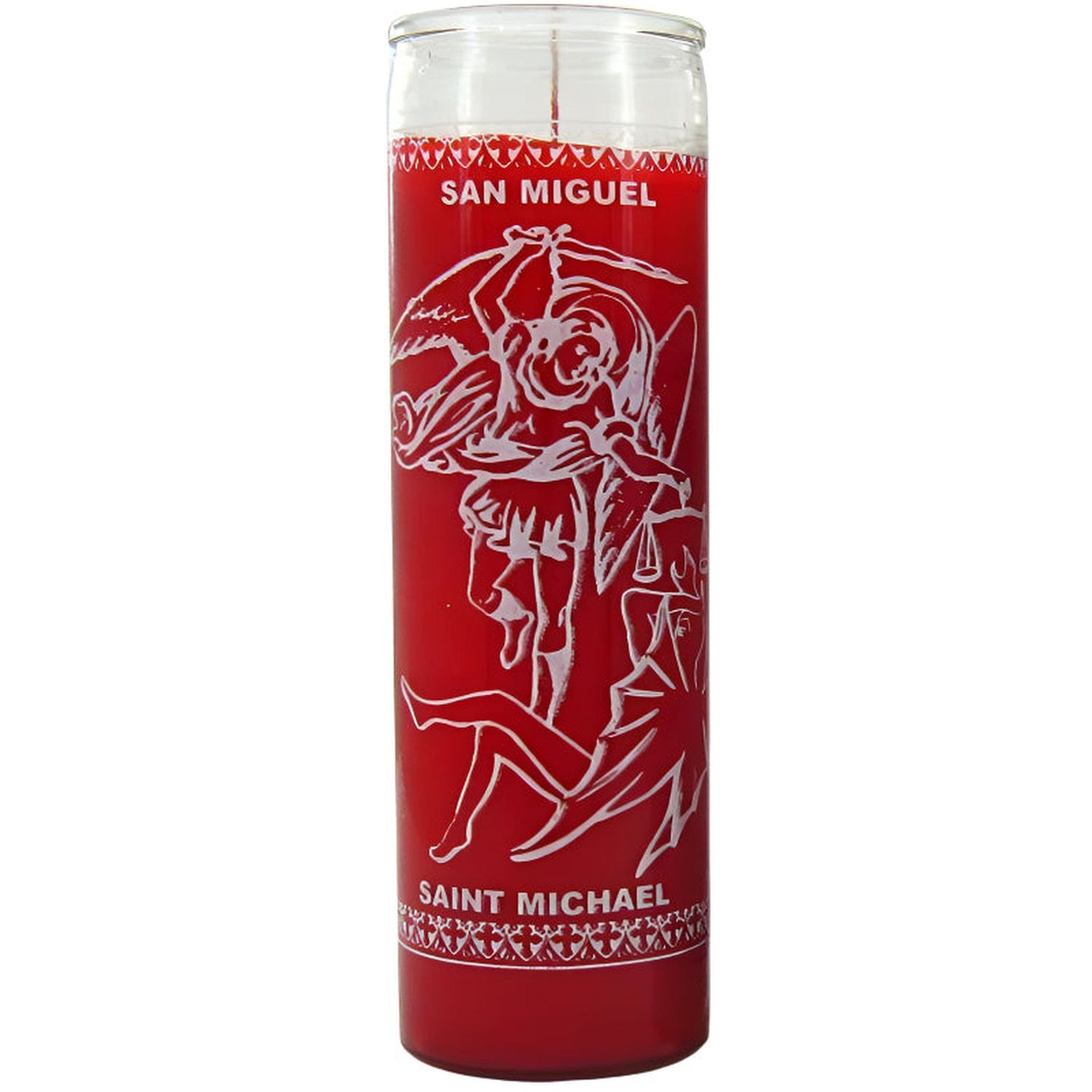 7 Day Glass Candle St. Michael - Red, SKU WP-575-806-02, UPC 6016220537503