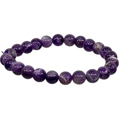 8 mm Elastic Bracelet Round Beads - Chevron Amethyst, SKU KH-98565, UPC 6016227766746