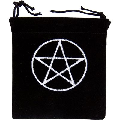 4&quot; x 4&quot; Embroidered Unlined Velvet Bag - Pentacle, SKU KH-60016, UPC 6016211460407