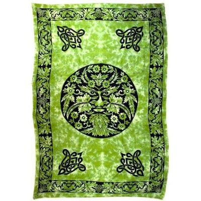 72&quot; x 108&quot; Green Man Black &amp; Green Tapestry, SKU X010-CPS-GM, UPC 6016224939983