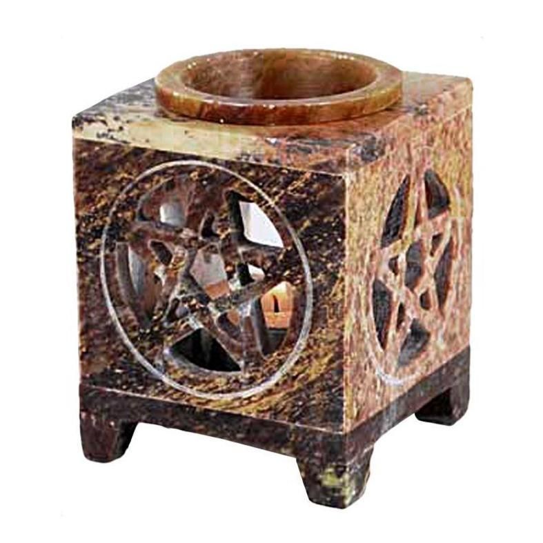 3.5&quot; Pentagram Square Soapstone Oil Aroma Lamp, SKU 5074, UPC 6016200610660