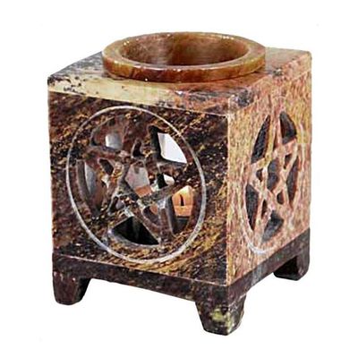 3.5&quot; Pentagram Square Soapstone Oil Aroma Lamp, SKU 5074, UPC 6016200610660